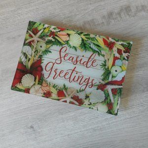 Seaside Greetings Glass Platter by Prima, 15 x 10 inches
